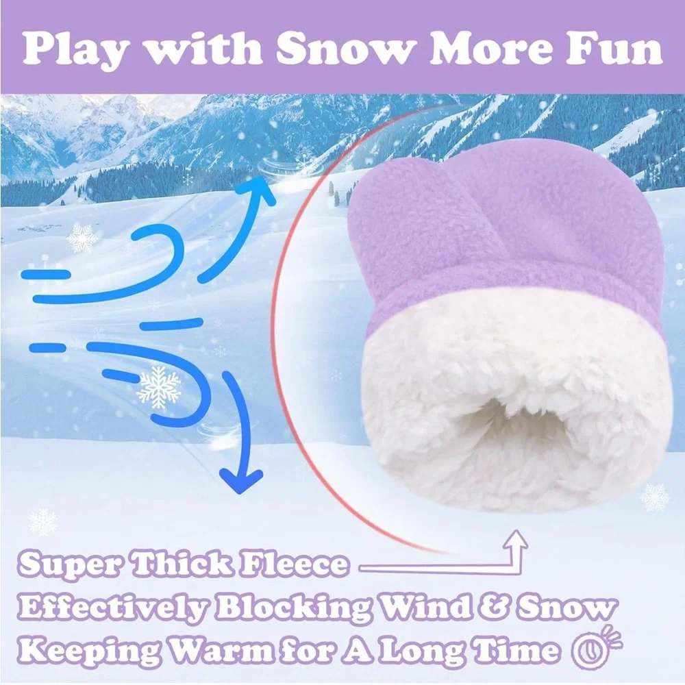 NEW Winter Mittens 2-Pack Pink & Purple Fleece Gloves 18–24 Months